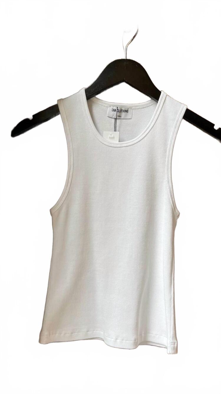 NEW LNA women's maya cotton rib tank top in white